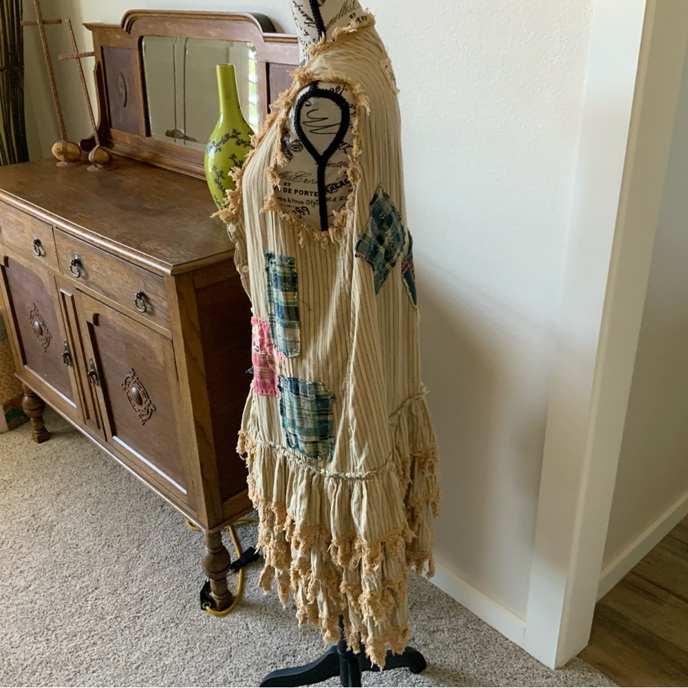 Jaded Gypsy Bohemian Fringe Vest with Patchwork Pockets - Picture 4 of 9